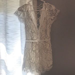 White and Black lace romper from Tobi